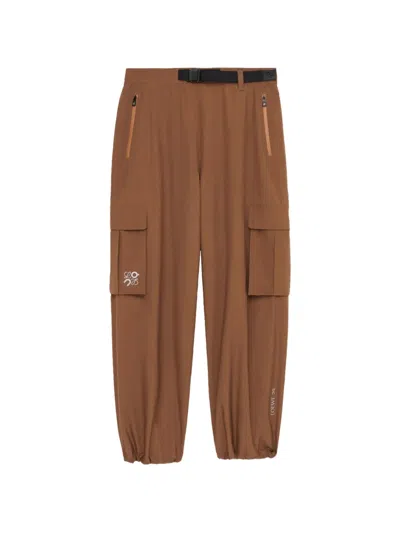 Loewe X On Buckle Logo Cargo Trousers In Brown