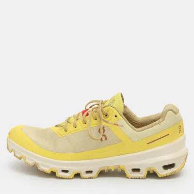 Pre-owned Loewe X On Cloudventure Size 40 Yellow Canvas Lace Up Sneakers