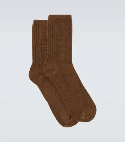 Loewe X On Cotton-blend Socks In Brown