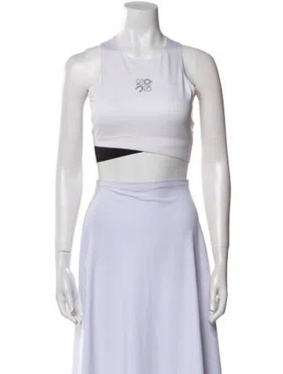 Pre-owned Loewe X On Graphic Print Crew Neck Crop Top In White