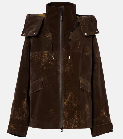 Loewe X On Hooded Oversized Jacket In Brown