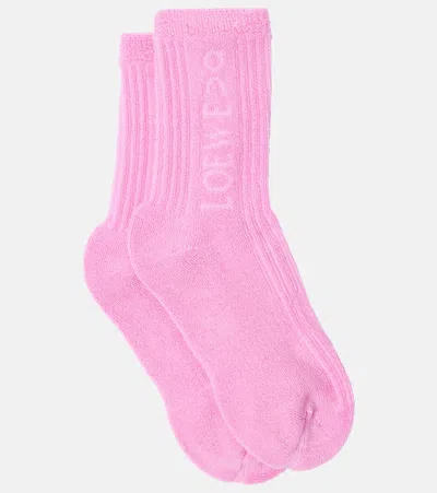 Loewe X On Logo Cotton-blend Socks In Pink