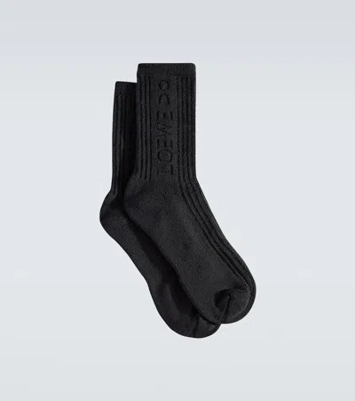 Loewe X On Logo Cotton-blend Terry Socks In Black