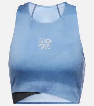 Loewe X On Logo Tie-dye Bra Top In Blue