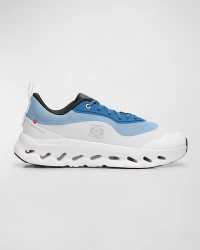 Loewe X On Men's Cloudtilt 2 Knit Low-top Sneakers In Blue White