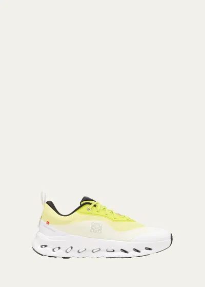 Loewe X On Men's Cloudtilt 2 Knit Low-top Sneakers In Neon Yellow White