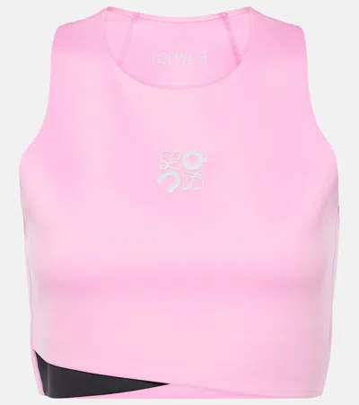 Loewe X On Performance Logo Crop Top In Pink