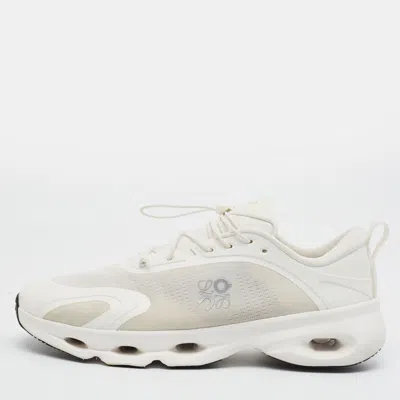 Pre-owned Loewe X On Running Cloudsolo Size 45 White/light Grey Coated Fabric And Knit Fabric Low Top Sneakers