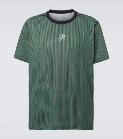 Loewe X On Striped Technical Jersey T-shirt In Green