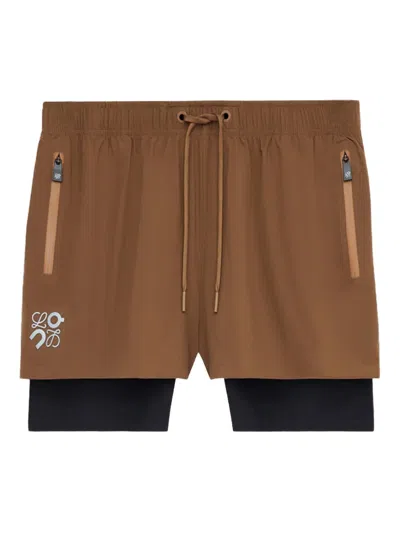 Loewe Performance Shorts In Technical Shell In Brown