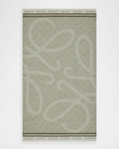 Loewe X Paula & Apos;s Ibiza Anagram Cotton Pareo Scarf In Khaki Green