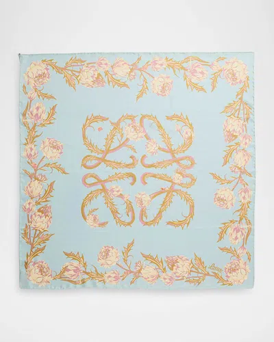 Loewe X Paula & Apos;s Ibiza Anagram Cotton Scarf In Light Blue