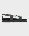 Loewe X Paula & Apos;s Ibiza Anagram Pebble Bead Leather Sandals In Black