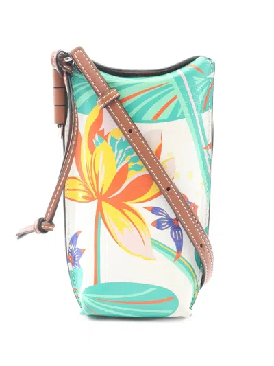 Pre-owned Loewe X Paula's Ibiza 2000s Waterlily Leather Shoulder Bag In White