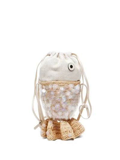 Pre-owned Loewe X Paula's Ibiza 2023 Sequin-embellished Bucket Bag In Neutral