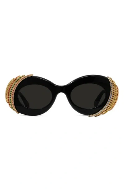 Loewe Men's  X Paula's Ibiza 47mm Oval Sunglasses In Black Gold Dark Grey