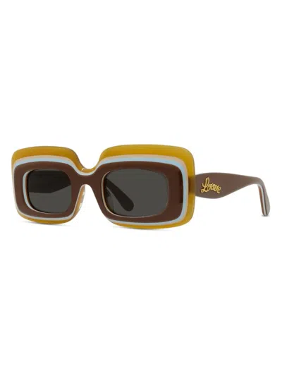 Loewe X Paula's Ibiza 47mm Rectangular Sunglasses In Brown Multi Dark Grey
