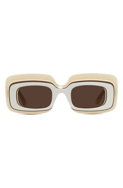 Loewe X Paula's Ibiza 47mm Rectangular Sunglasses In Ivory / Brown