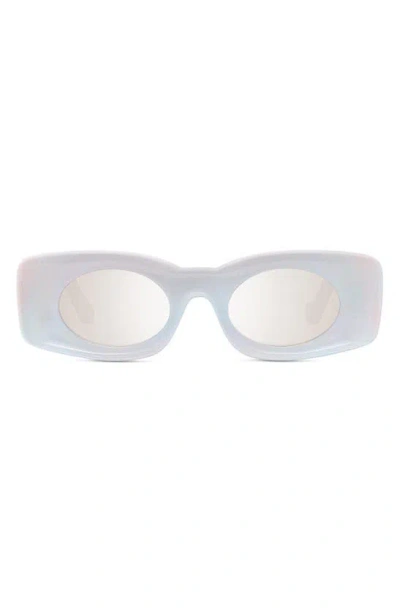 Loewe X Paula's Ibiza 49mm Mirrored Oval Sunglasses In White/ Other / Smoke Mirror