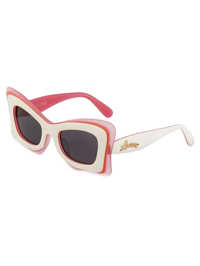Loewe X Paula's Ibiza 50mm Butterfly Sunglasses In Pink Multi Dark Grey
