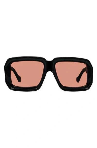 Loewe X Paula's Ibiza 56mm Mask Sunglasses In Shiny Black/pink