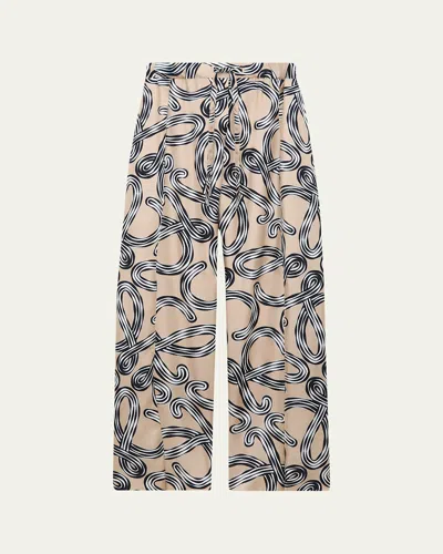 Loewe Anagram-print Silk-satin Trousers In Multi
