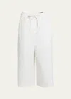 Loewe X Paula Ibiza Anagram Drawstring Wide Leg Cropped Denim Trousers In White