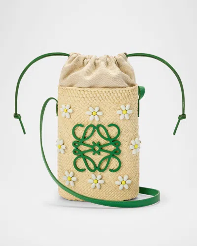 Loewe X Paula's Ibiza Anagram Flower Straw Pocket Crossbody Bag In Multi
