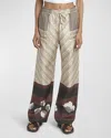 Loewe Printed Silk Satin Pajama Pants In Lt Beig Mu