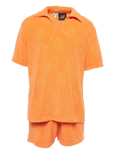 Pre-owned Loewe X Paula Ibiza Anagram T-shirt And Shorts Set In Orange