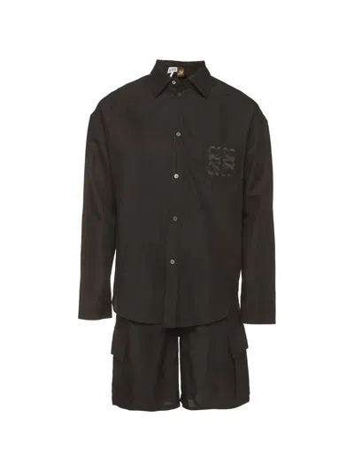 Pre-owned Loewe X Paula's Ibiza Anagram-embroidered Shirt And Shorts Set In Black
