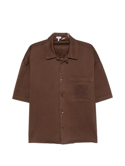 Loewe Paula's Ibiza Logo-embroidered Cotton Shirt In Brown