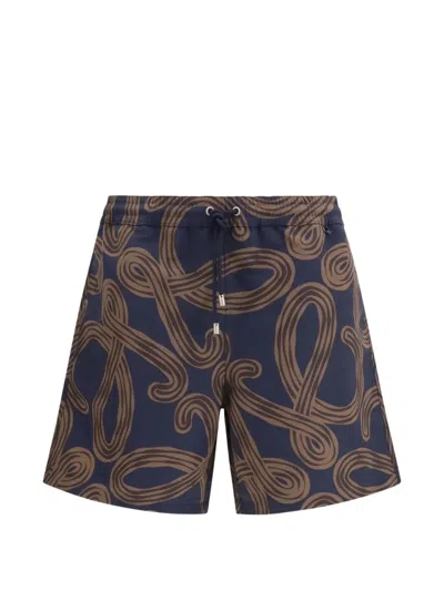 Loewe Swimsuit In Technical Fabric With All-over Anagram Print In Multi