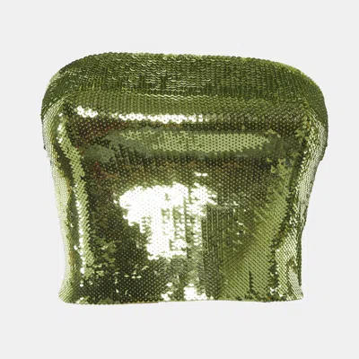 Pre-owned Loewe X Paula's Ibiza Aniseed Green Sequin Bustier Top Xs