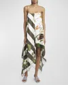 LOEWE X PAULA IBIZA ASYMMETRIC MULTI-PRINT SLIP DRESS