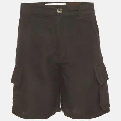 Pre-owned Loewe X Paula's Ibiza Black Linen Blend Cargo Shorts S
