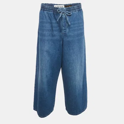 Pre-owned Loewe X Paula's Ibiza Blue Denim Cropped Wide-leg Pants S