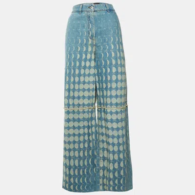 Pre-owned Loewe X Paula's Ibiza Blue Moon Phase Print Denim Cargo Jeans L/waist 33"
