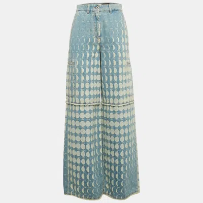 Pre-owned Loewe X Paula's Ibiza Blue Moon Print Denim Cargo Jeans S Waist 28"