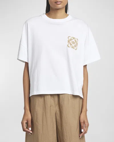 Loewe X Paula Ibiza Boxy Fit T-shirt With Raffia Anagram In White