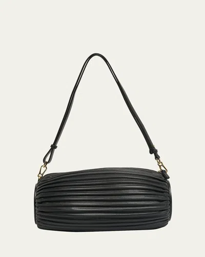 Loewe X Paula's Ibiza Bracelet Pouch In Pleated Napa Leather With Leather Strap In Black