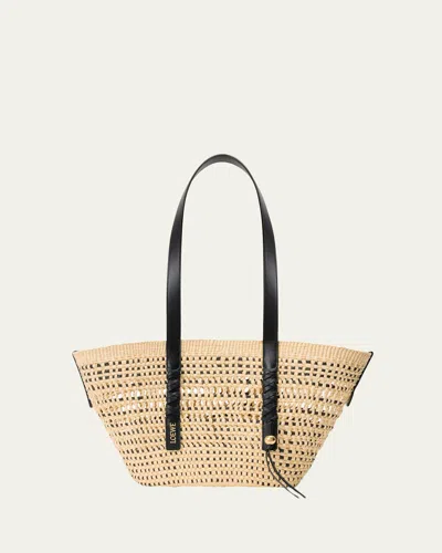 Loewe X Paula's Ibiza Braid Medium Woven Basket Tote Bag In Brown