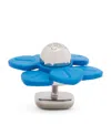 Loewe Womens  Flower Leather And Brass Pin In Blue