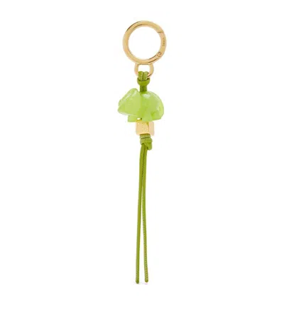 Loewe Cameleon Dice Leather Charm In Green