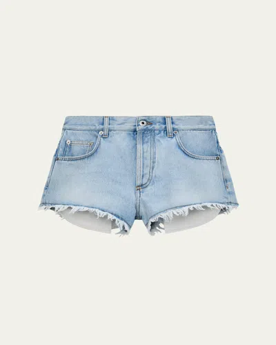 Loewe X Paula's Ibiza Cotton Anagram Frayed Cut-off Shorts In Blue