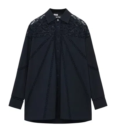 LOEWE X PAULA'S IBIZA COTTON-BLEND LACE PANELLED SHIRT