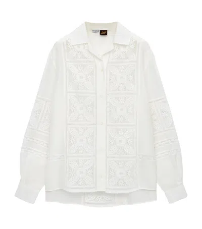 Loewe + Paula's Ibiza Broderie Anglaise Cotton And Silk-blend Shirt In White