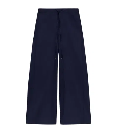 Loewe X Paula's Ibiza Cotton Satin Drawstring Trousers In Blue