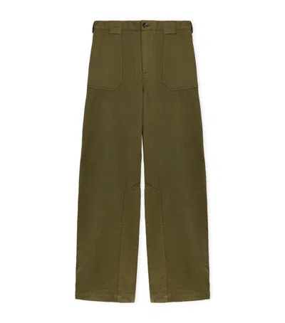 Loewe X Paula's Ibiza Cotton Straight Trousers In Green