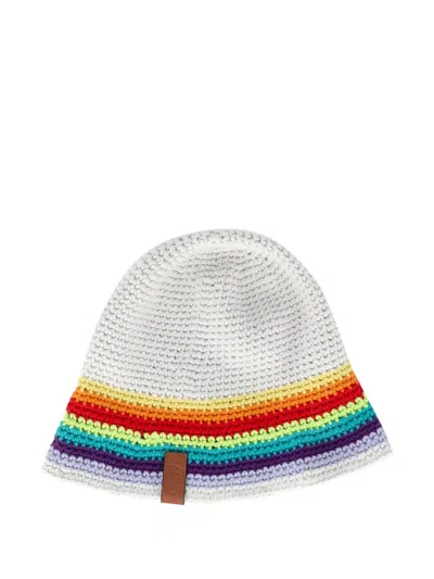 Pre-owned Loewe X Paula's Ibiza Crochet-knit Bucket Hat In White